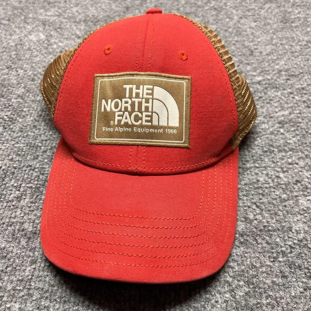 The North Face Hat Cap Snap Back One Size Mens Red Mesh Trucker Outdoor NF00CGW2